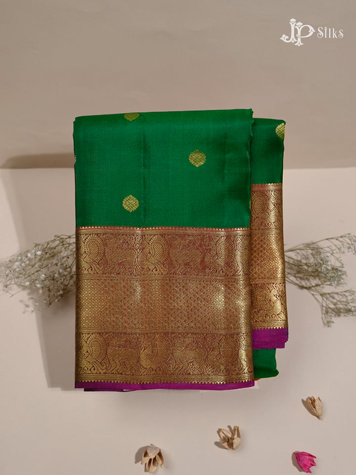 Green & Dark Magenta Pure Silk Mix Saree - G816-view-1