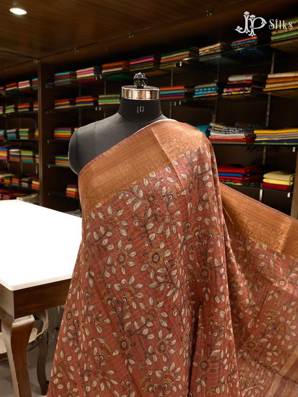 Brown Silk Mix Saree - E1643-view1