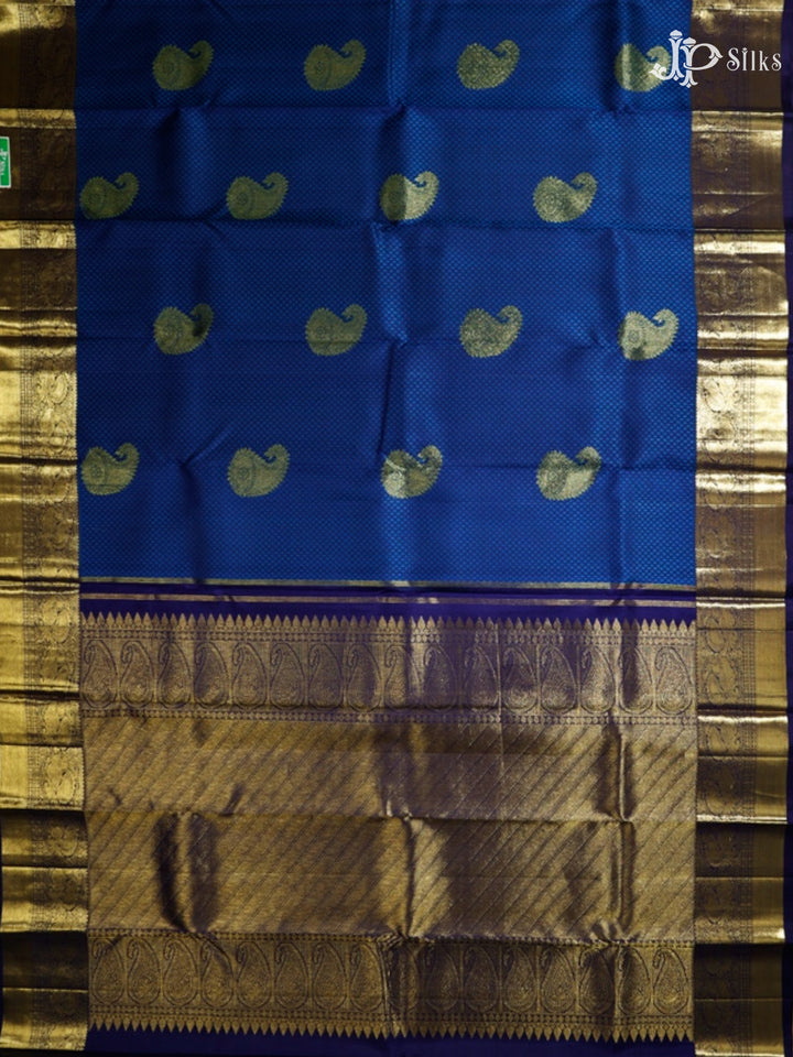 Navy blue & ink blue Kanchipuram Silk Saree - A2628-view5