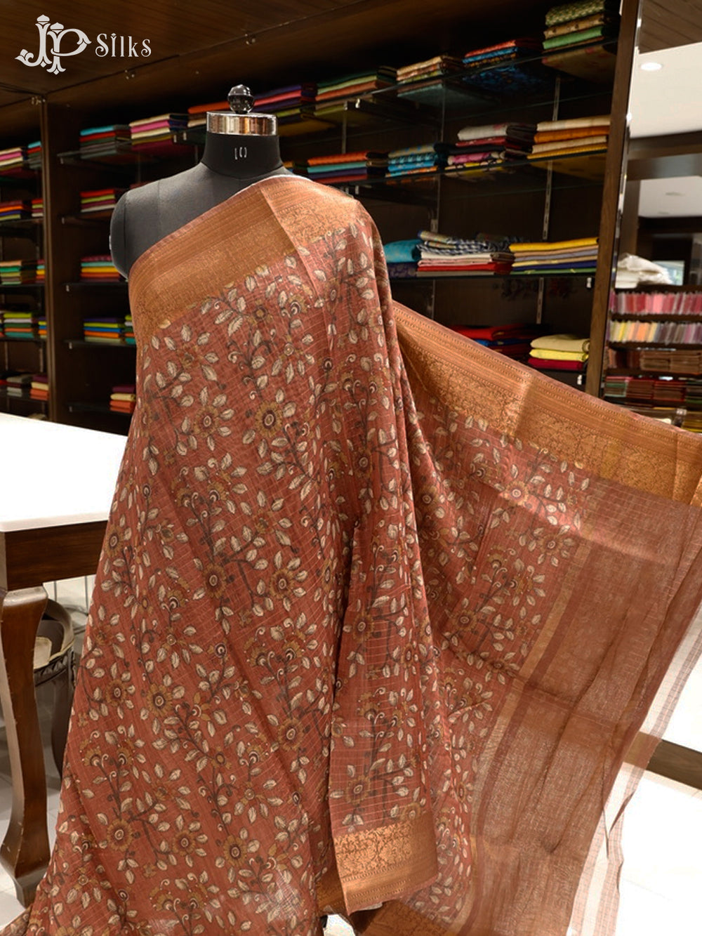 Brown Silk Mix Saree - E1643-view2