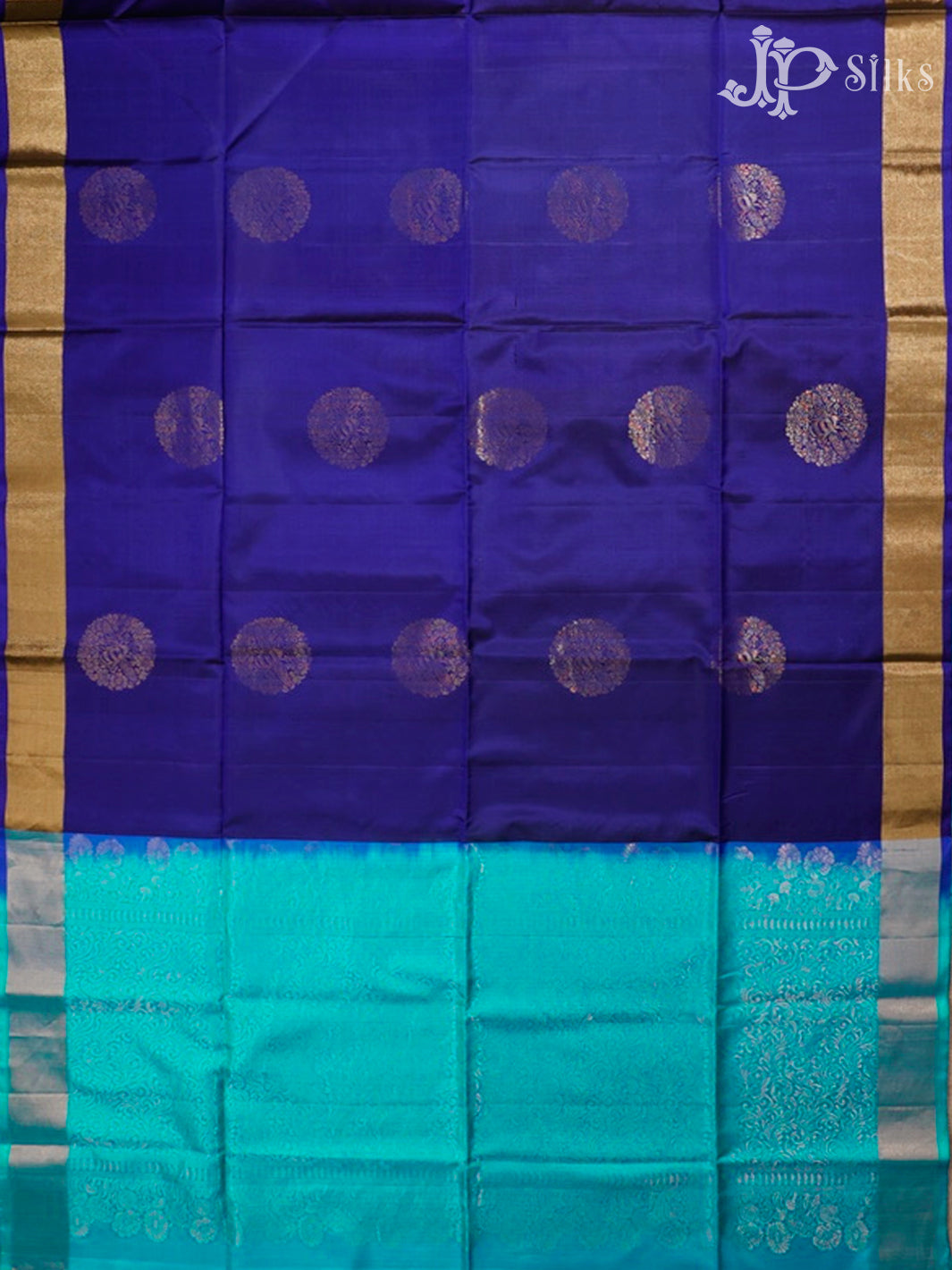 Ink & Electric Blue Soft Silk Saree - E5110-view4