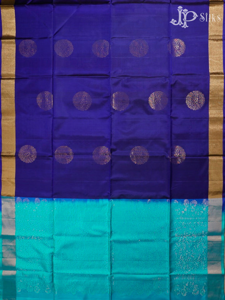 Ink & Electric Blue Soft Silk Saree - E5110-view4