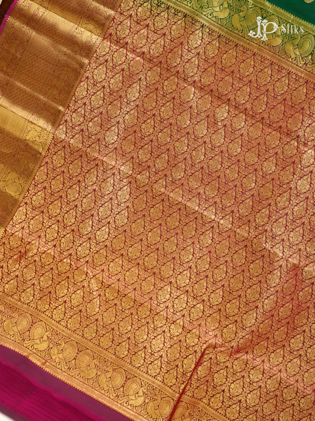 Green & Dark Magenta Pure Silk Mix Saree - G816-view-6