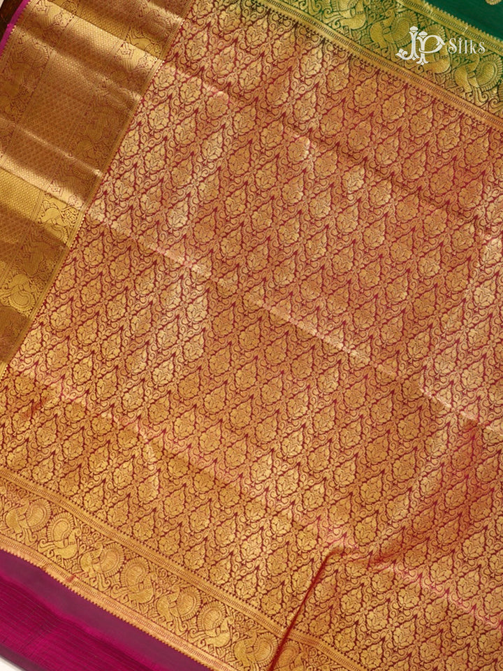 Green & Dark Magenta Pure Silk Mix Saree - G816-view-6