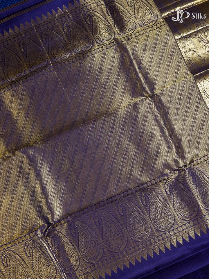 Navy blue & ink blue Kanchipuram Silk Saree - A2628-view6