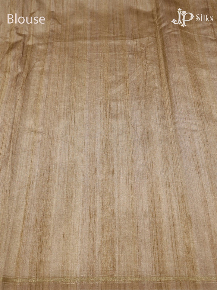 Beige Semi Tussar Silk Saree - E3234