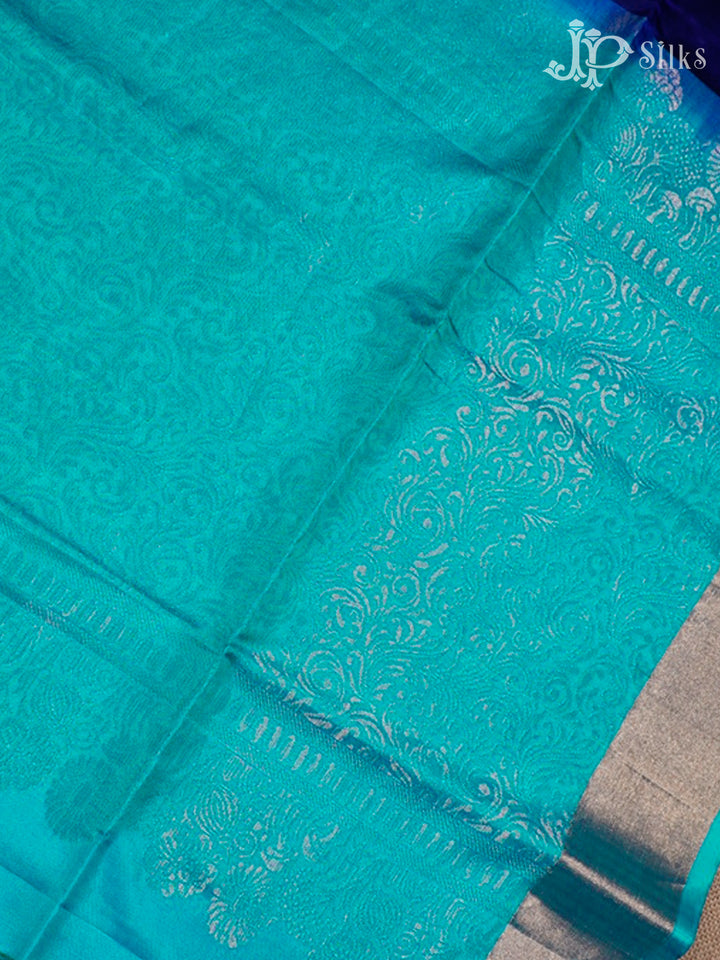 Ink & Electric Blue Soft Silk Saree - E5110-view5