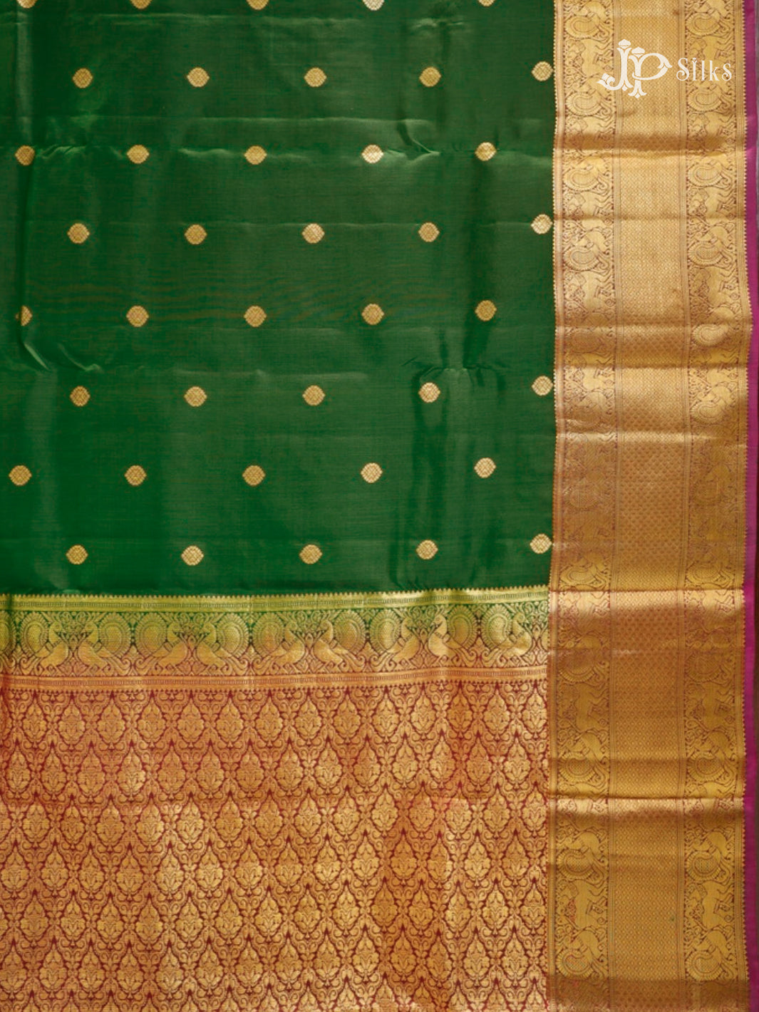 Green & Dark Magenta Pure Silk Mix Saree - G816-view-5