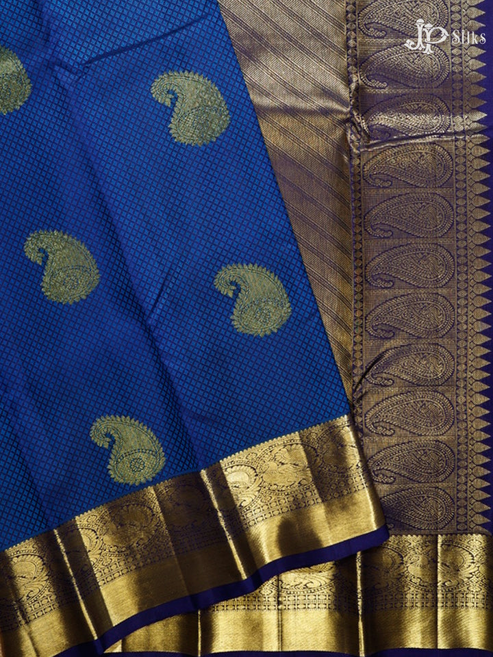 Navy blue & ink blue Kanchipuram Silk Saree - A2628-view2