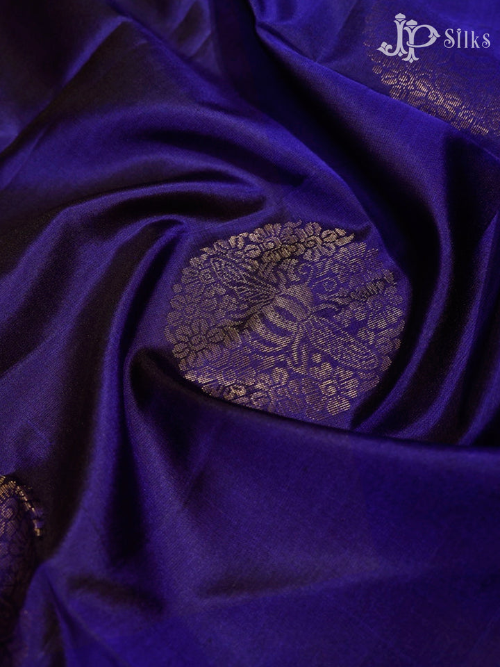 Ink & Electric Blue Soft Silk Saree - E5110-view3