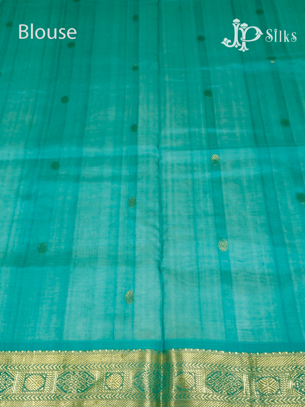 Dark Beige & Turquoise Blue Silk Cotton Saree - F3510-view6