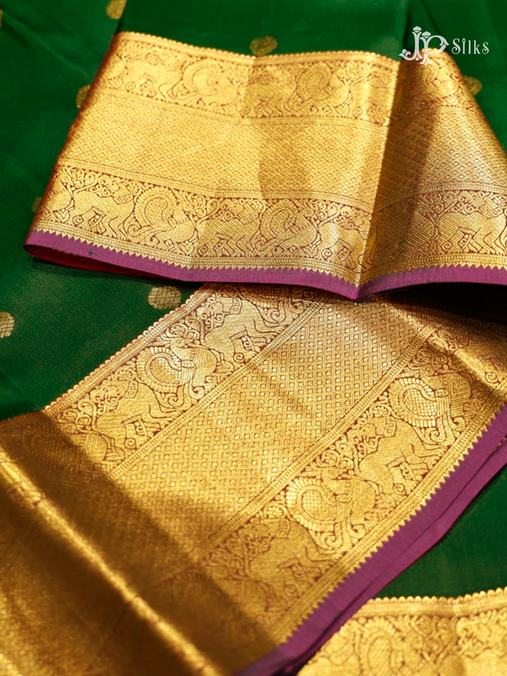 Green & Dark Magenta Pure Silk Mix Saree - G816-view-2