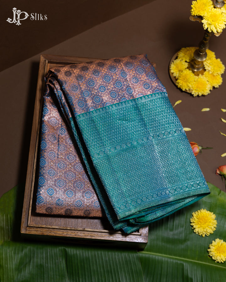 Peacock Blue Kanchipuram Silk Saree - D7223