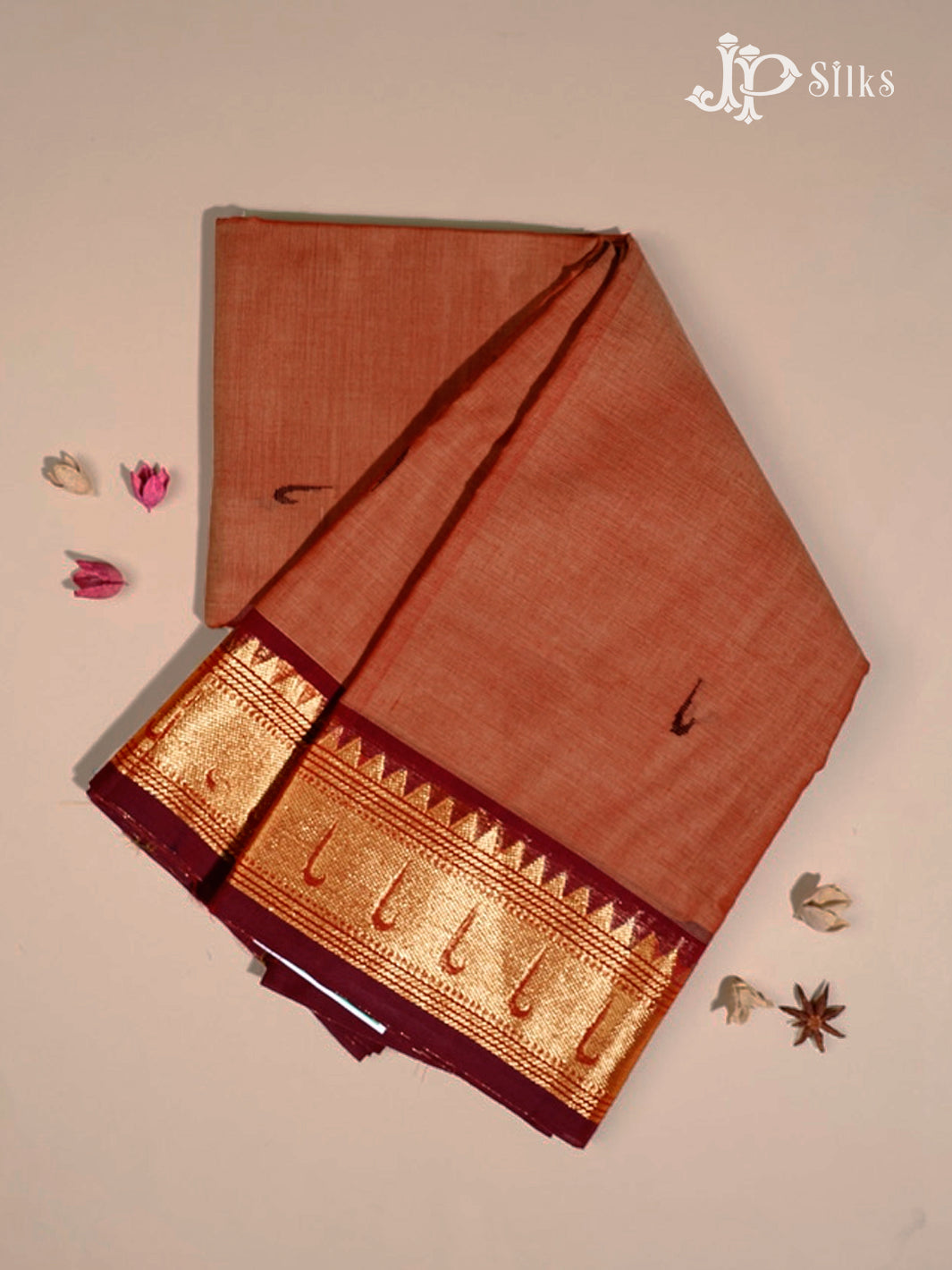 Clay Orange Theni Cotton Saree - G744-view 1 