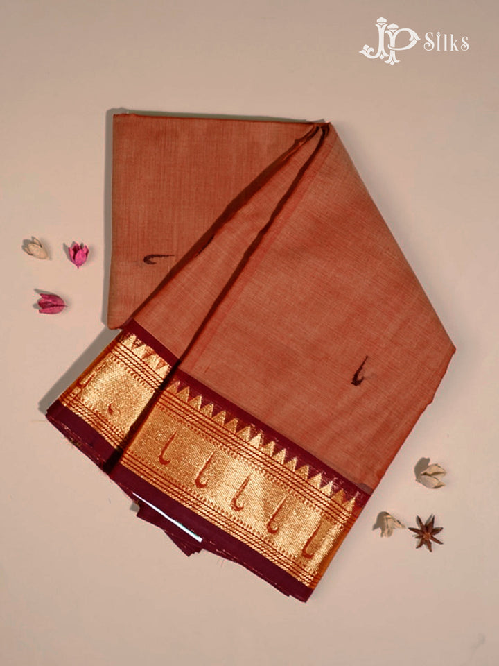 Clay Orange Theni Cotton Saree - G744-view 1 