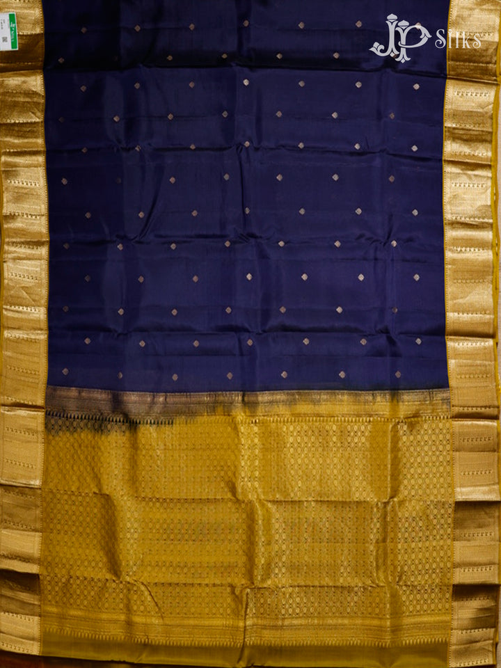Dark Navy & Mustard Yellow Pure Silk Mix Saree - G369-view5