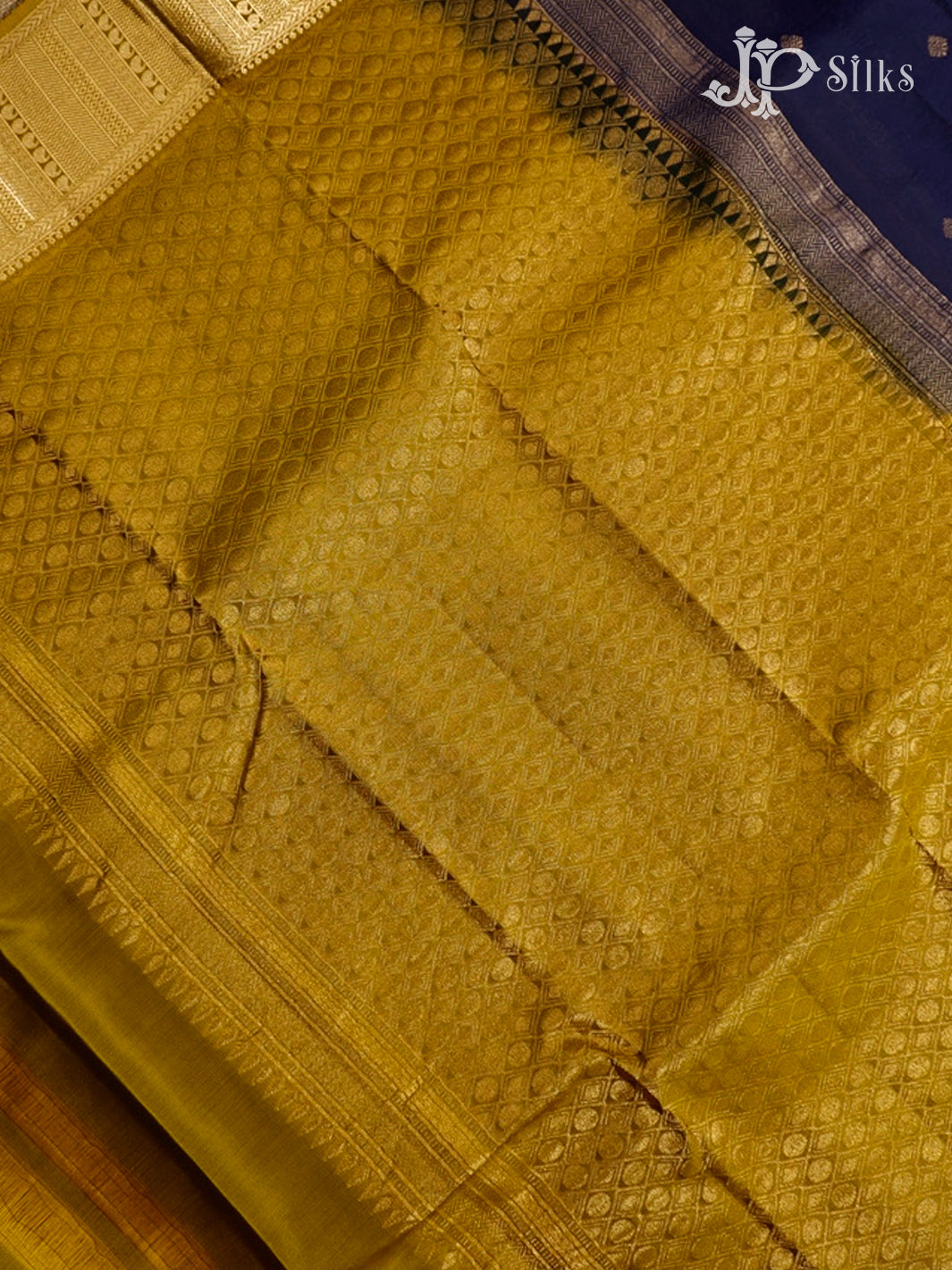 Dark Navy & Mustard Yellow Pure Silk Mix Saree - G369-view6