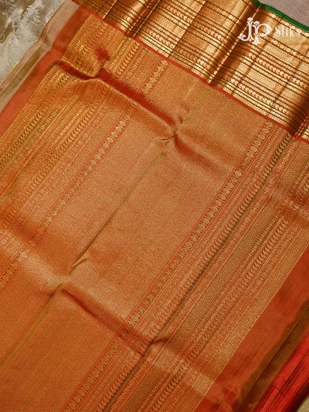 Beige & Falu Red Kanchipuram Silk Saree - D7249-view7