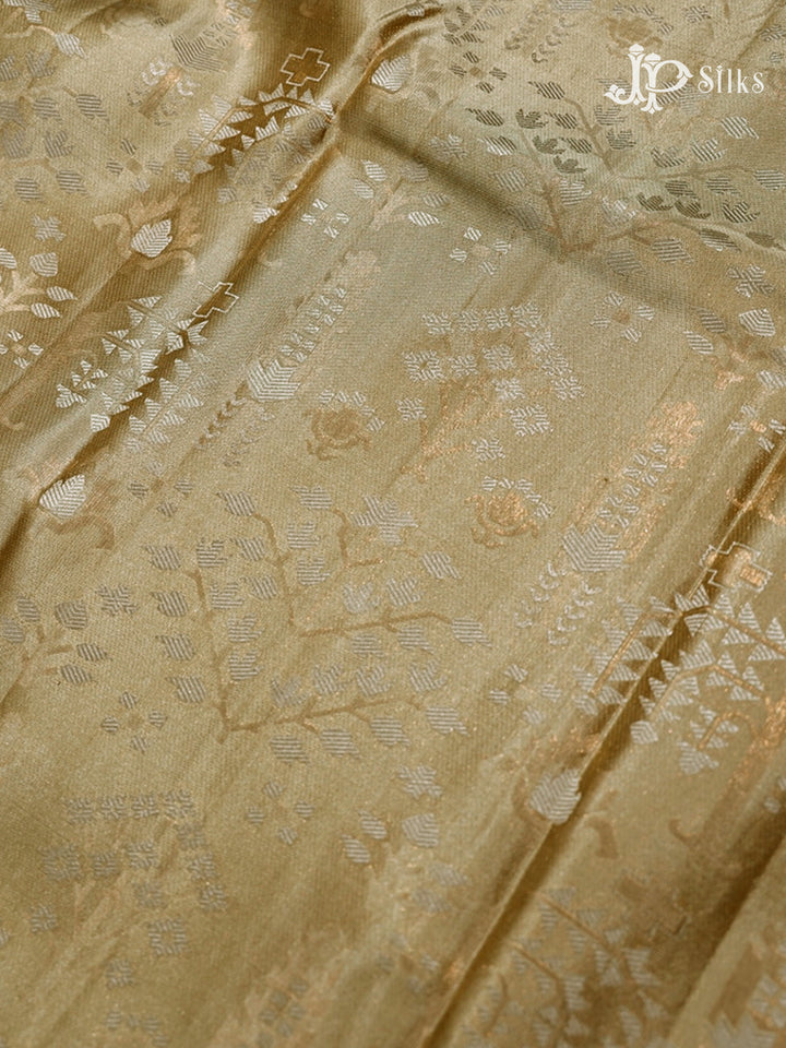 Beige & Falu Red Kanchipuram Silk Saree - D7249-view5