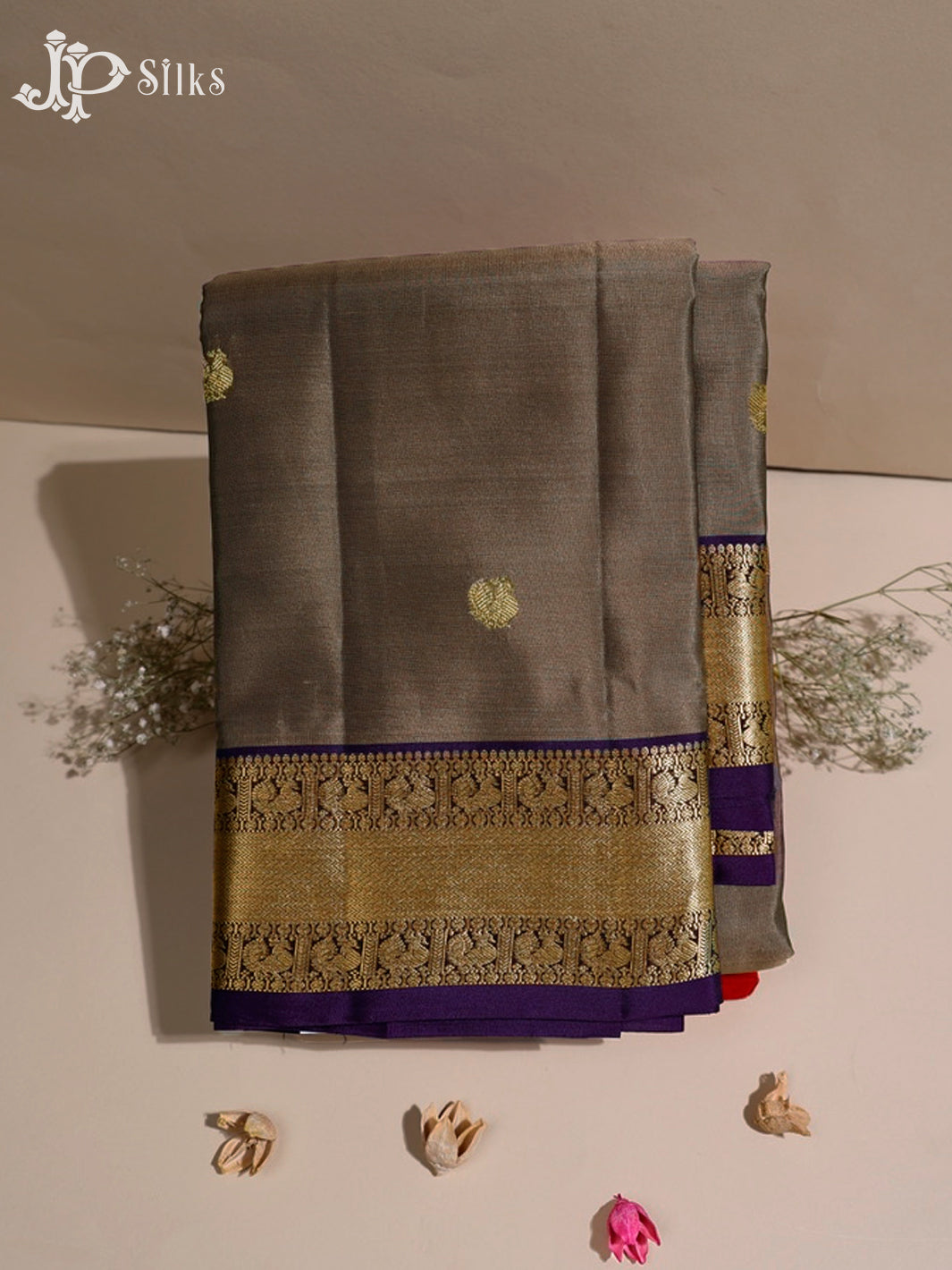 Light Brown & Deep Violet Pure Silk Mix Saree - G368-view1