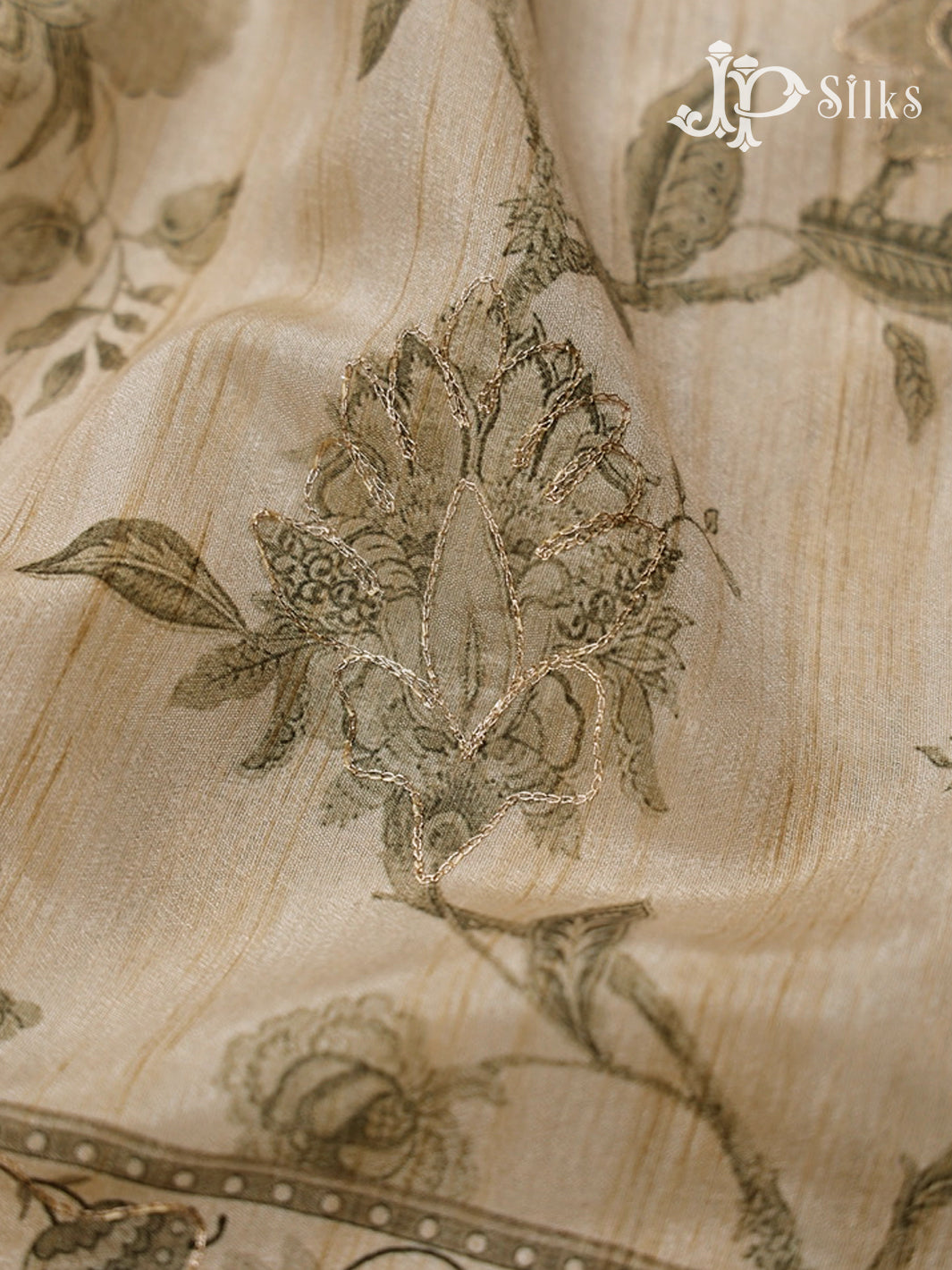 Beige Semi Tussar Saree - E3240