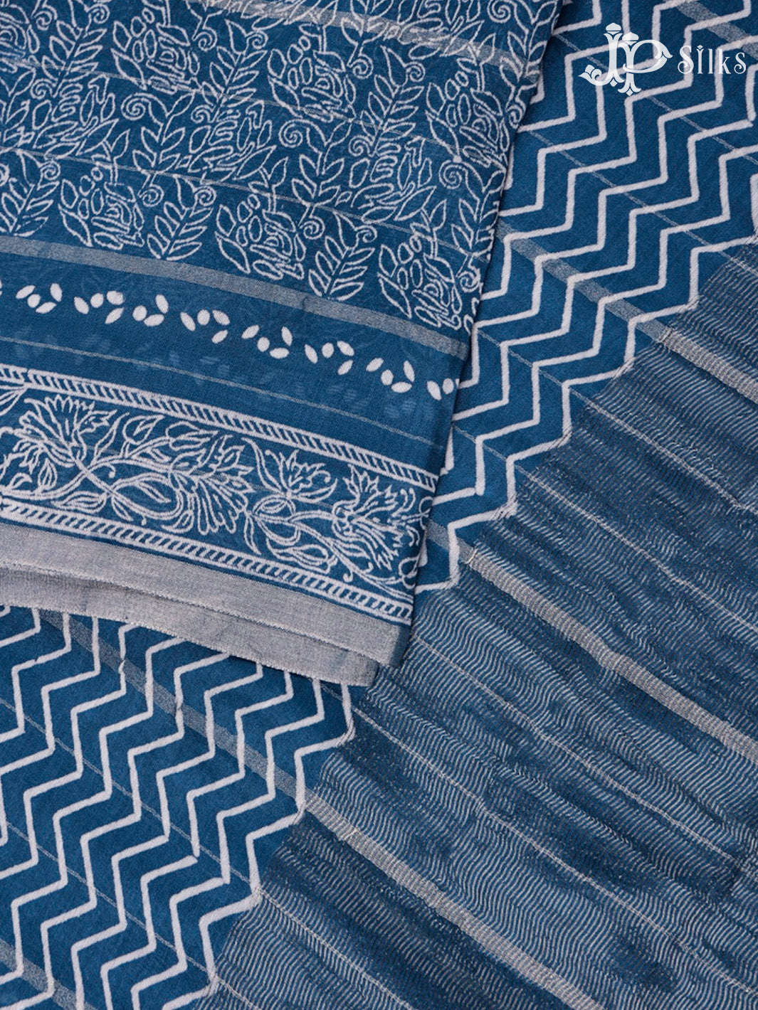 Teal Blue Semi Chanderi Saree - F2803
