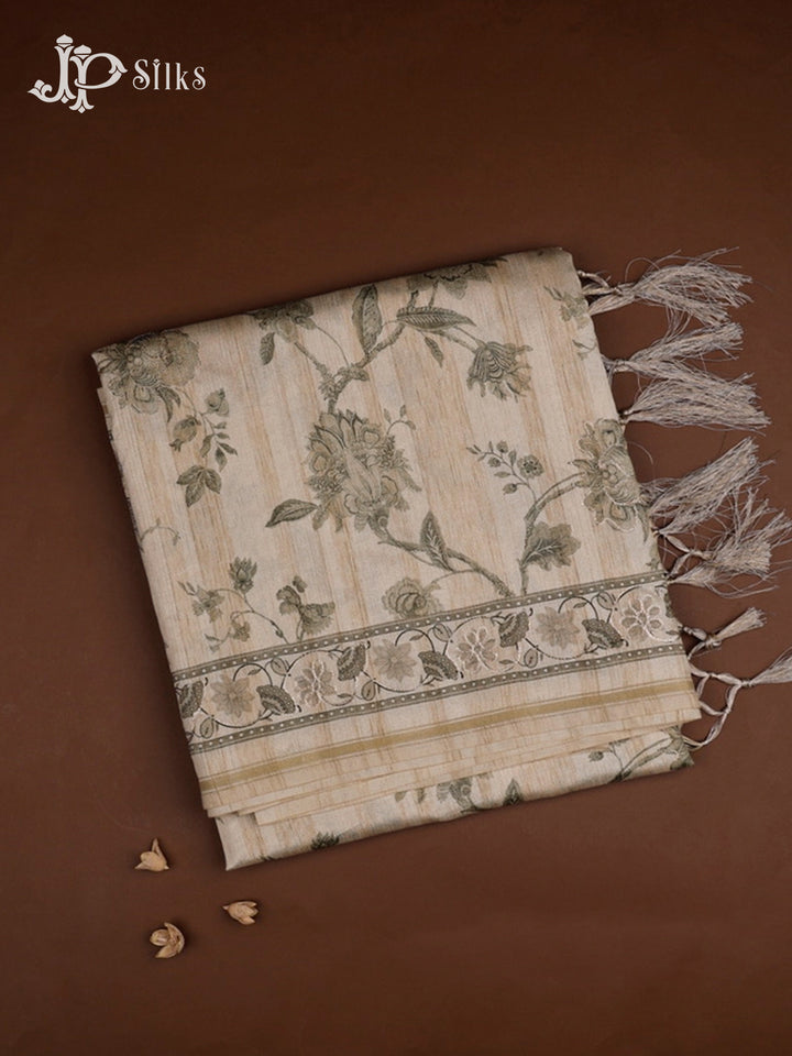 Beige Semi Tussar Saree - E3240