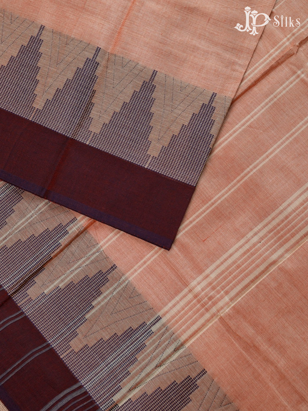 Peach Chettinad Cotton Saree - F2722