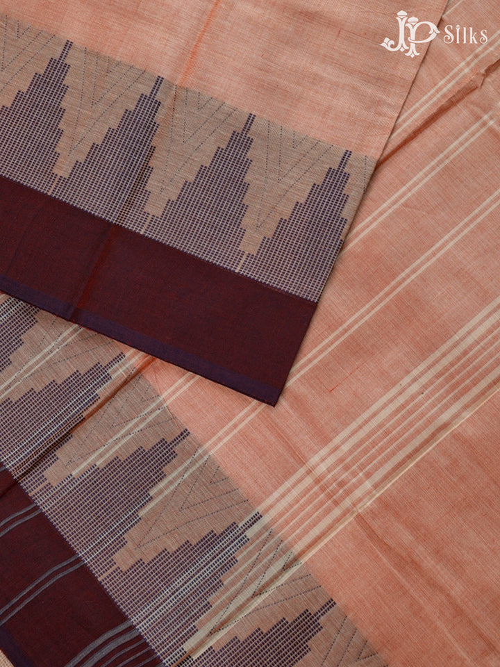 Peach Chettinad Cotton Saree - F2722