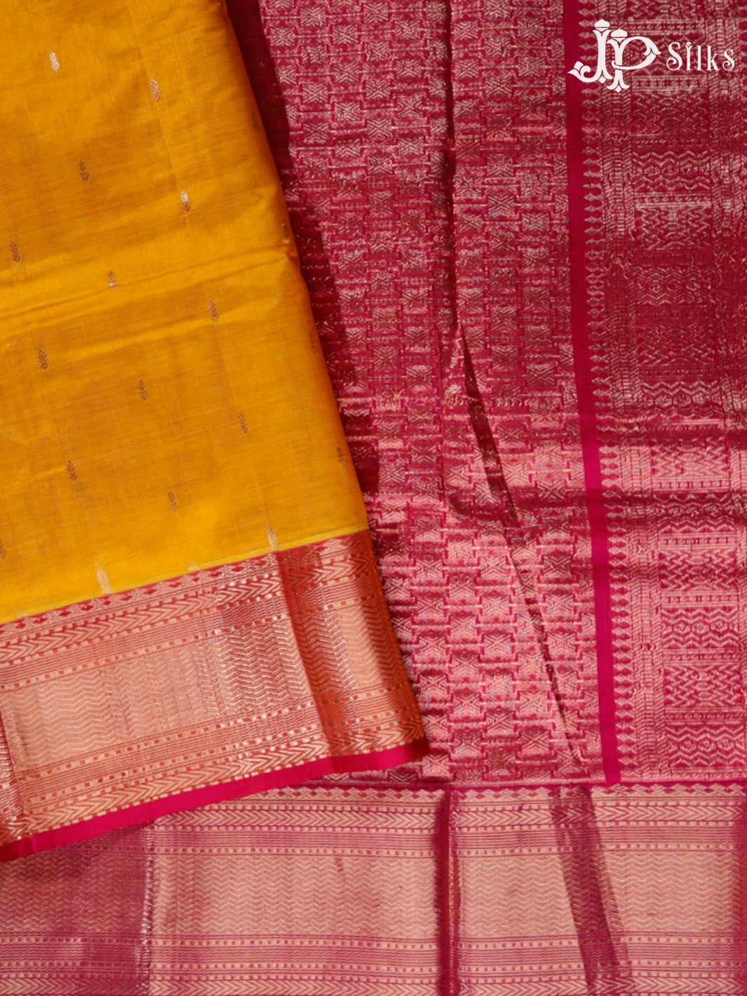 Yellow and Pink Silk Cotton Saree - F2662