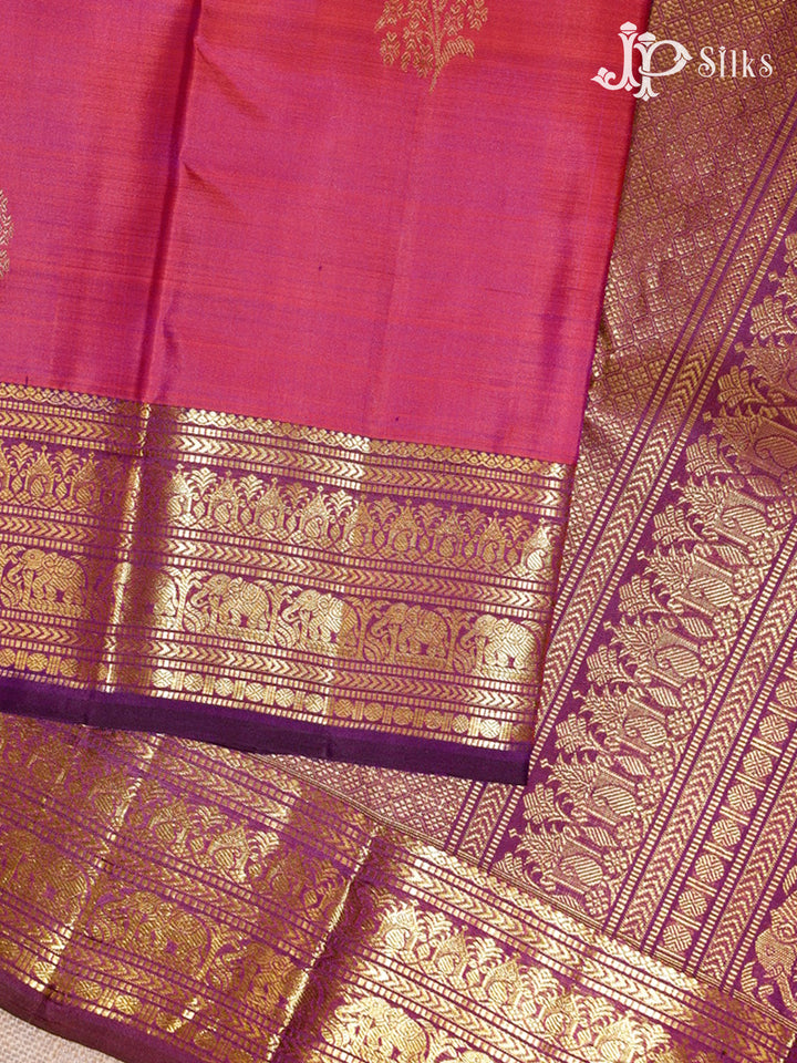 Dual Shade of Pink and Deep Purple Kanchipuram Silk Saree - G362