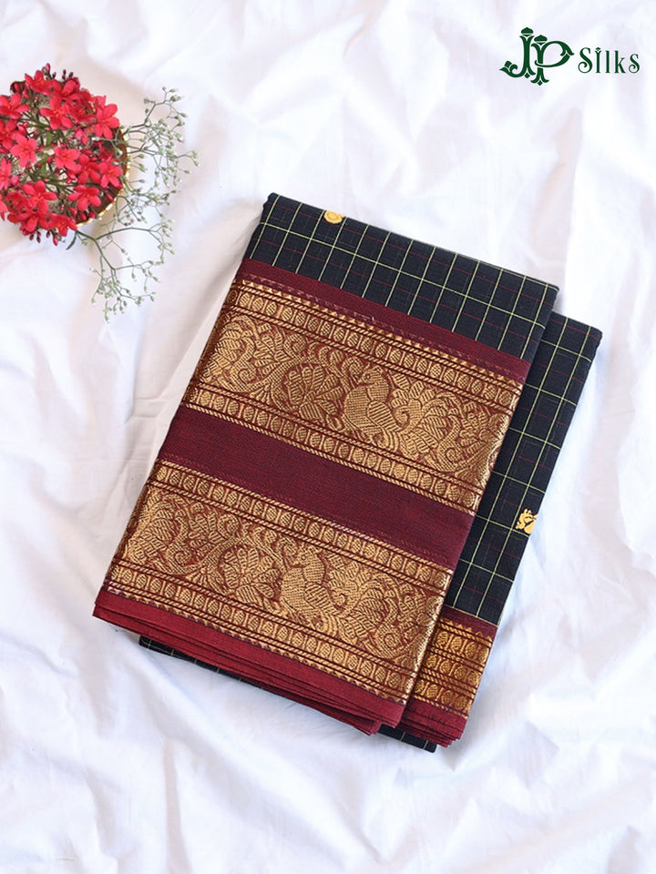 Black Theni Cotton Saree - G876