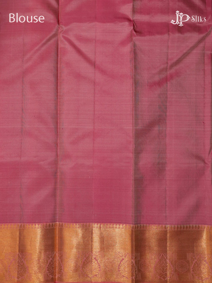 Cream & Light Pink Kanchipuram Silk Saree - D6748 - view6