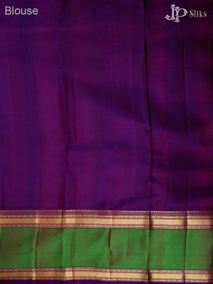 Reddish Pink And Purple Kanchipuram Silk Saree - F3467