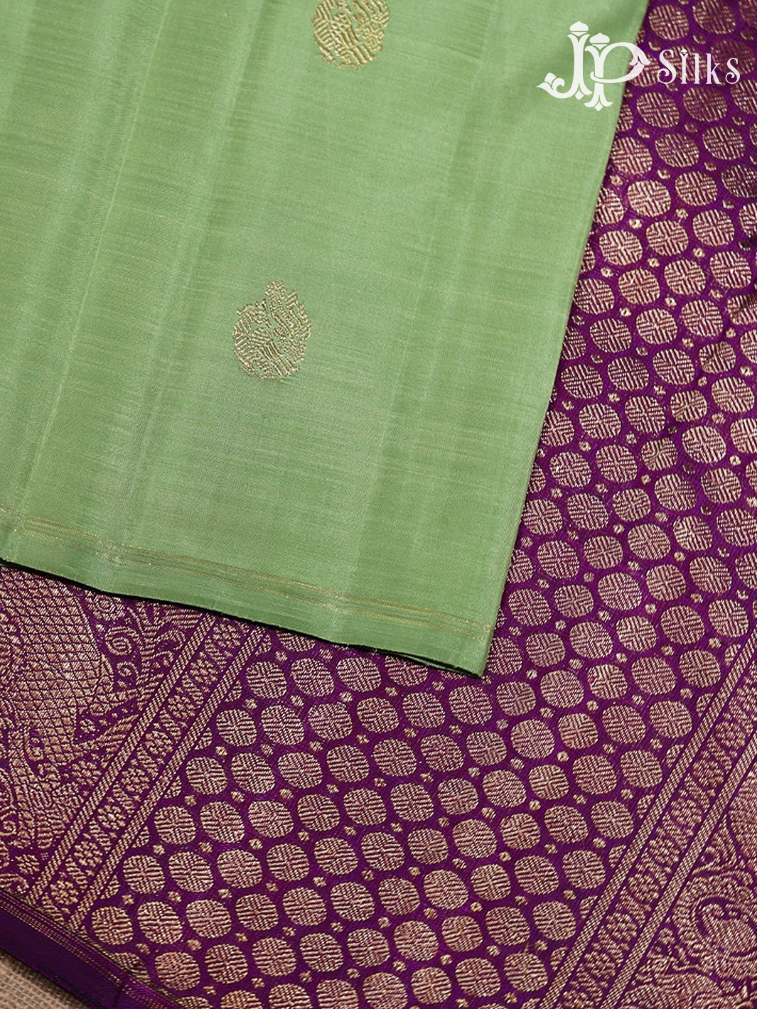 Pista Green & Deep Purple Kanchipuram 2G Zari Silk Saree - H11