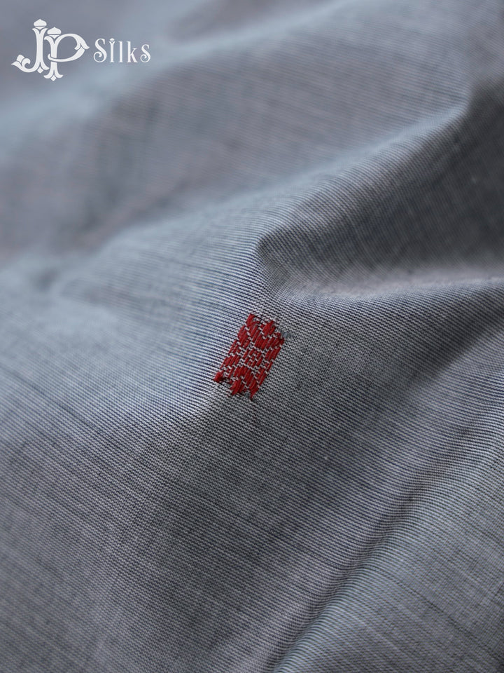 Grey & Maroon Theni Cotton Saree - G68