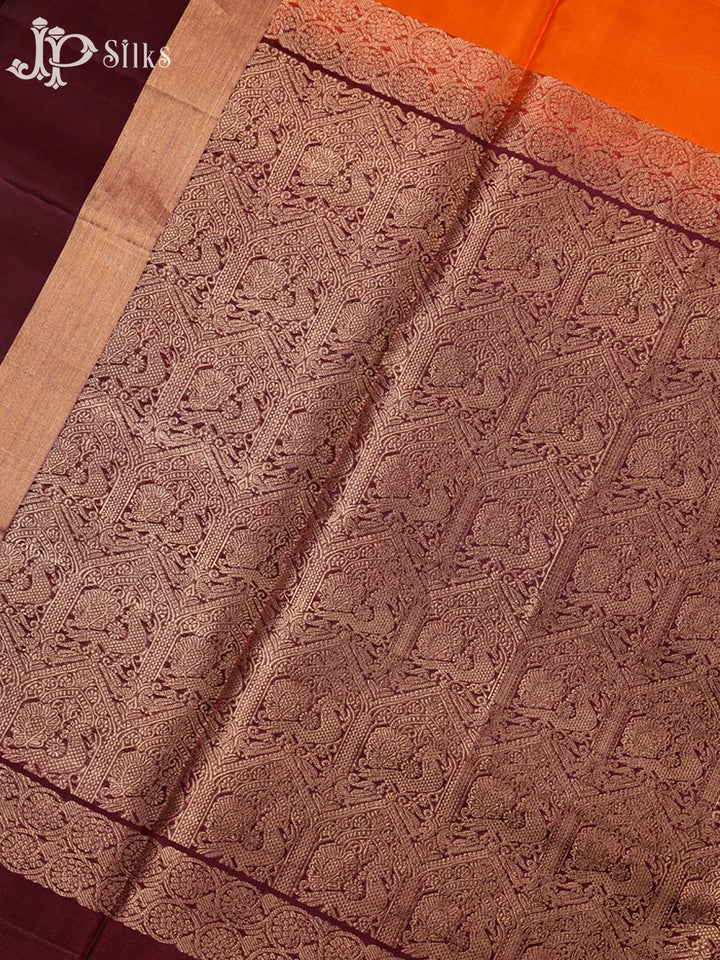 Orange And Maroon Soft Silk Saree - F2747