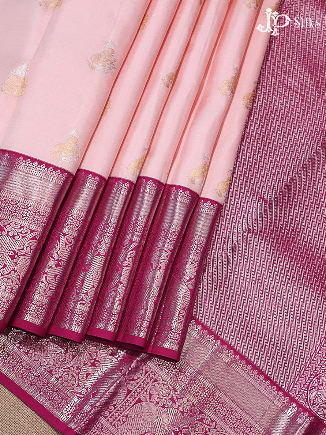 Baby Pink & Dark Hot Pink Kanchipuram Silk Saree - G851