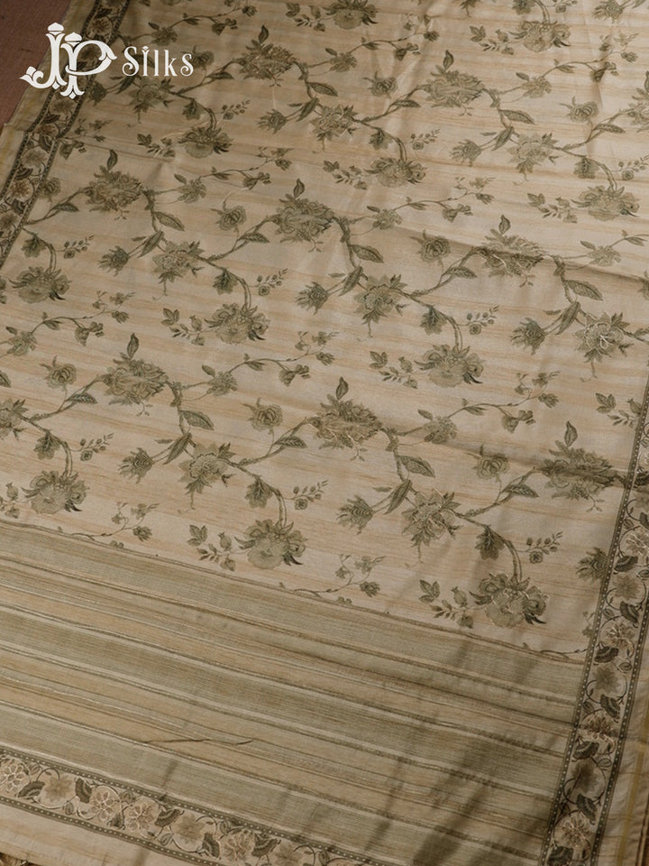 Beige Semi Tussar Saree - E3240