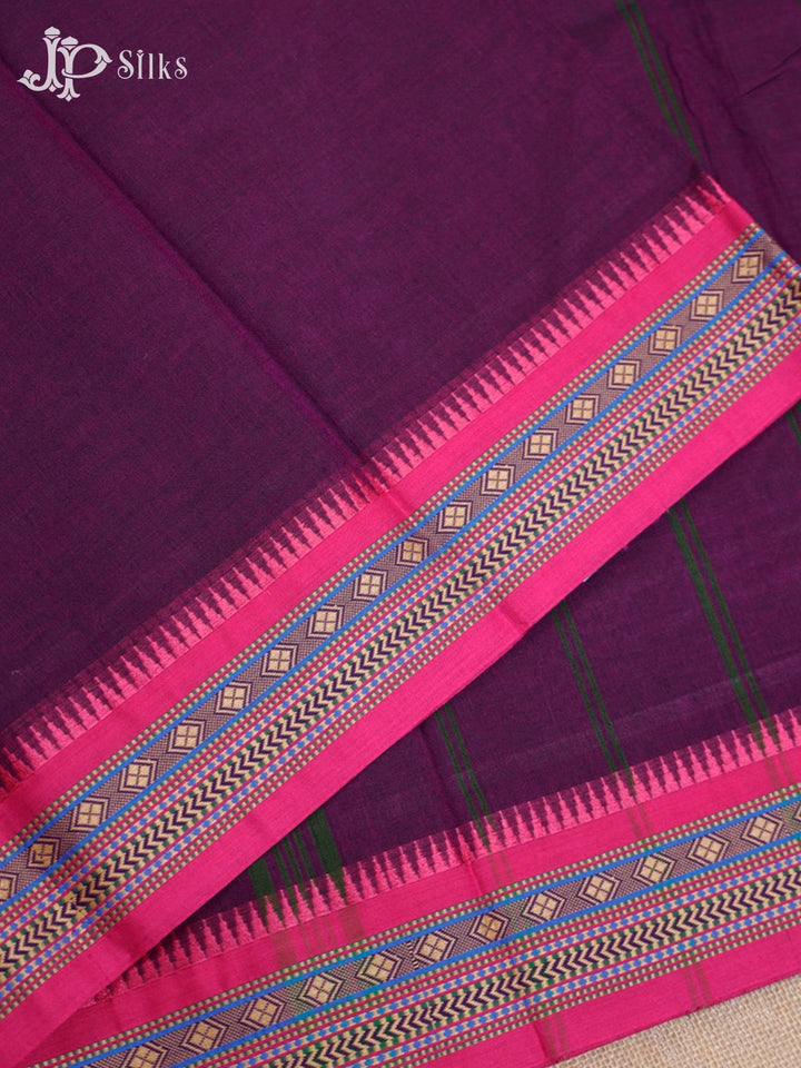 Dark Purple & Pink Arani Cotton Saree - D9623