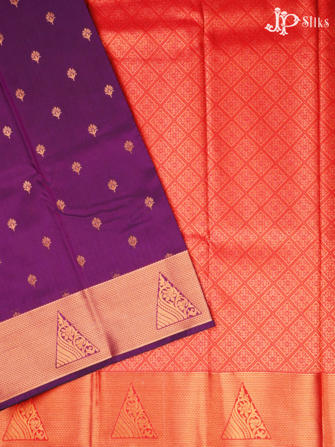 Purple and Red Art Silk Saree - E1074