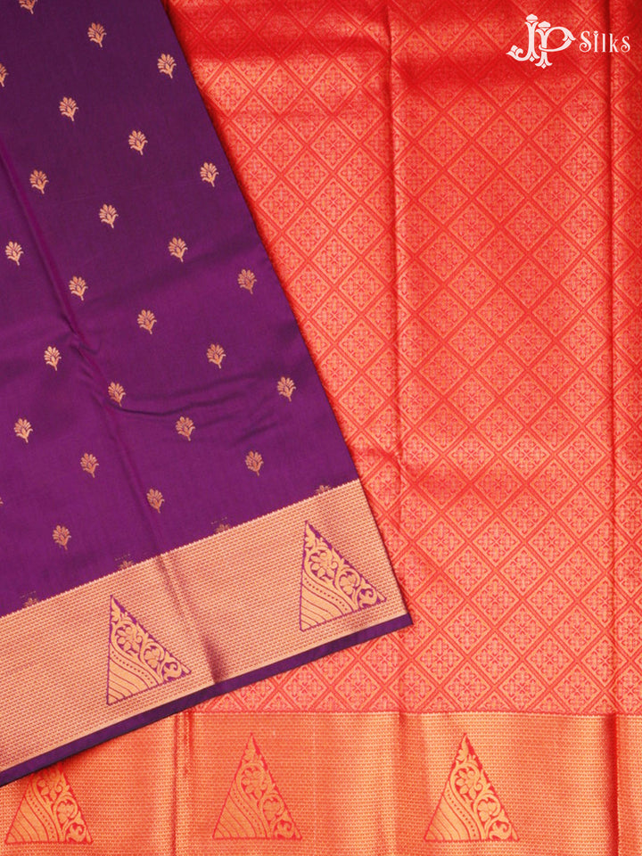 Purple and Red Art Silk Saree - E1074
