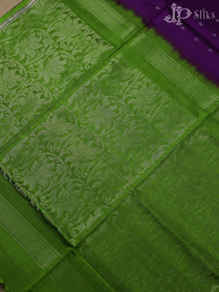 Royal Purple with Apple Green Soft Silk Saree - E4543 - View 5