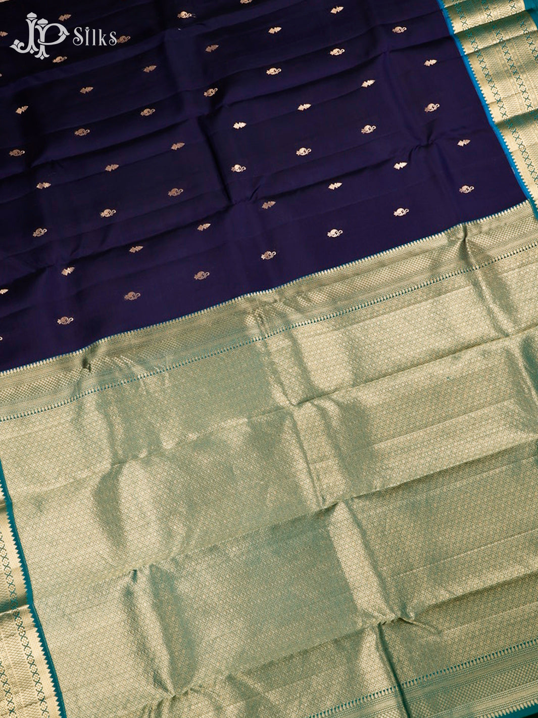 Ink Blue And Teal Blue Pure Silk Mixed Saree - G64