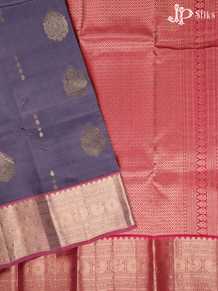 Bluish Grey And Pink Pure Silk Mixed Saree - F3562