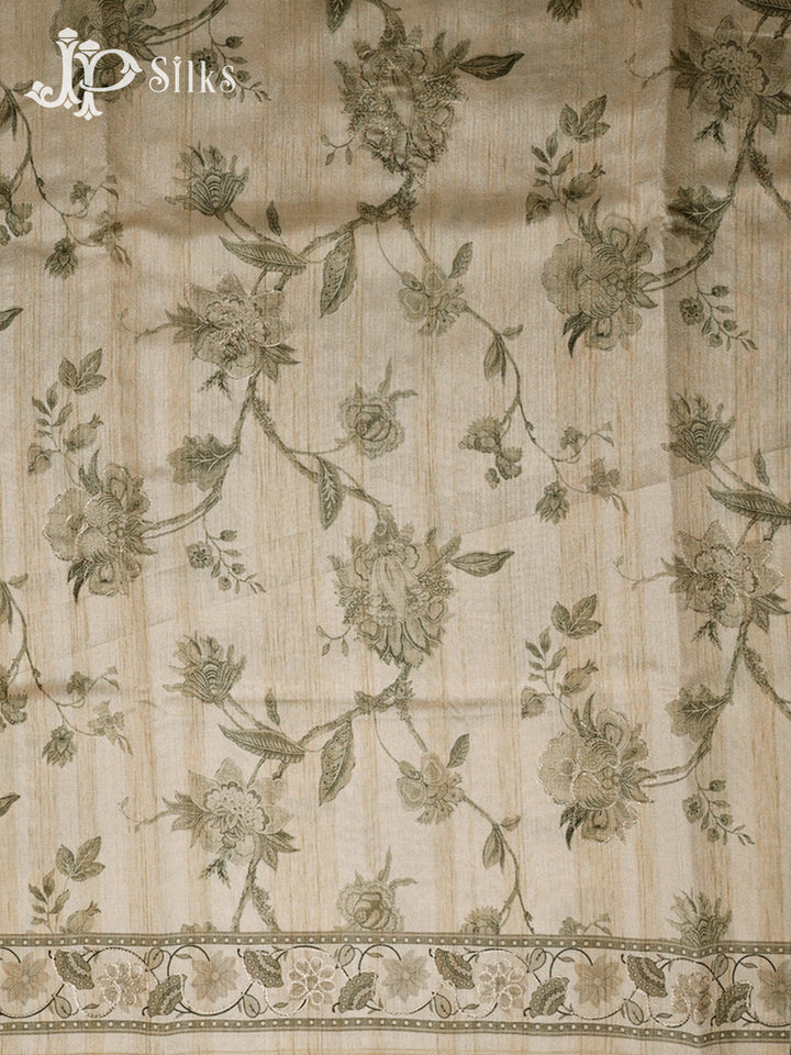 Beige Semi Tussar Saree - E3240