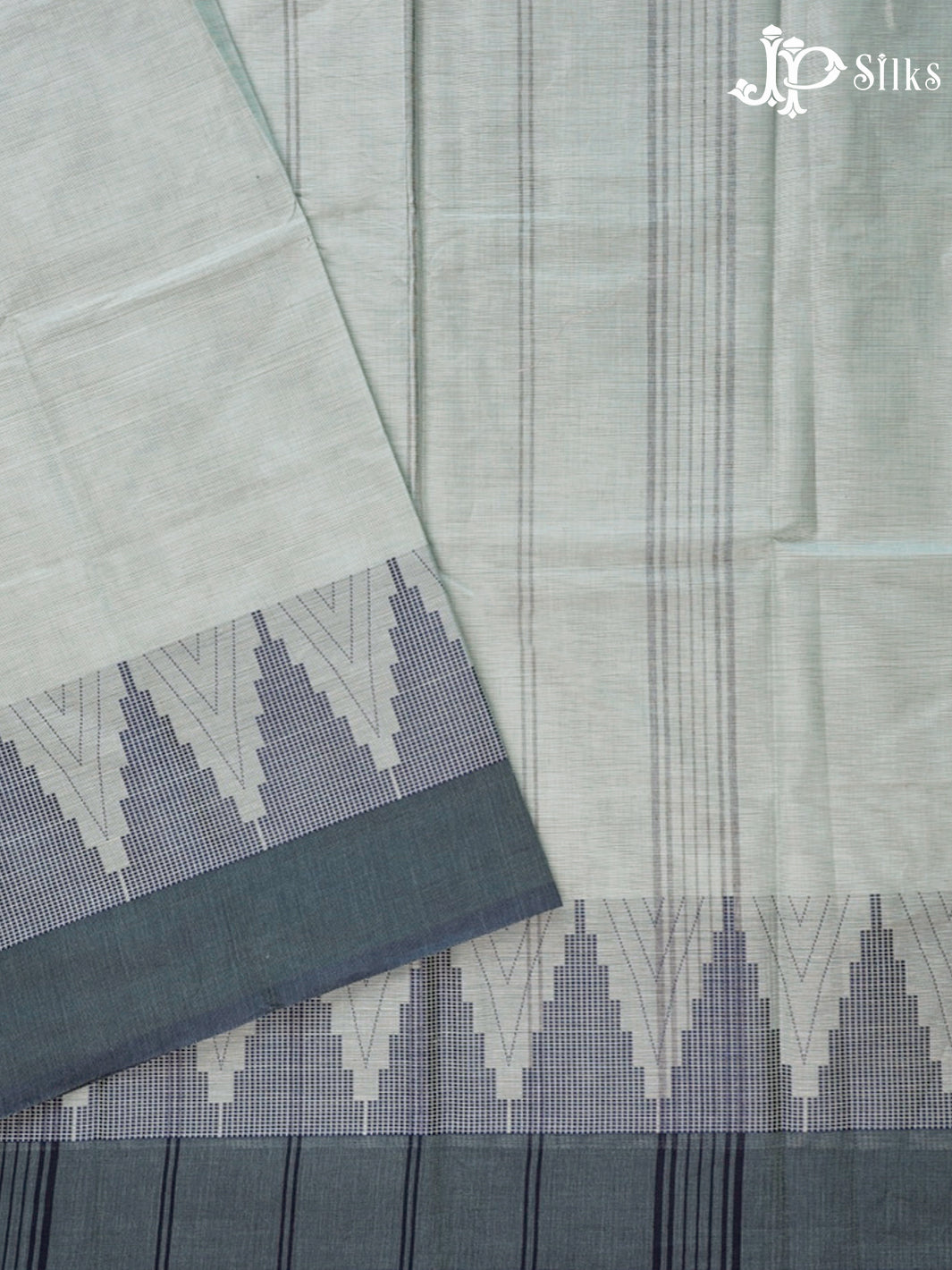 Light Blue Grey Chettinad Cotton Saree - F2721