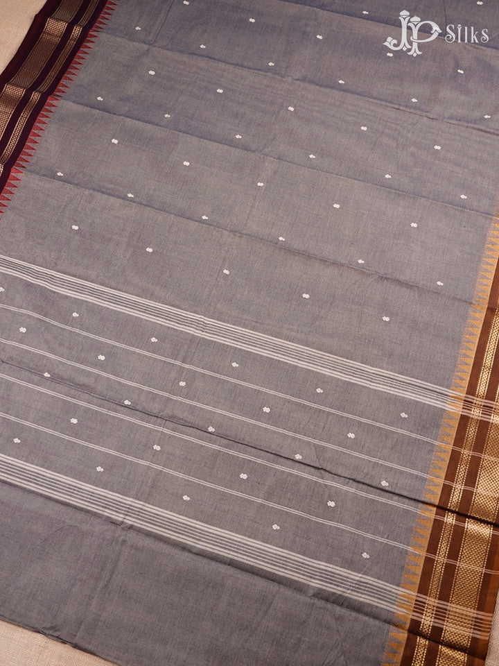 Grey And Brown Theni Cotton Saree - G78
