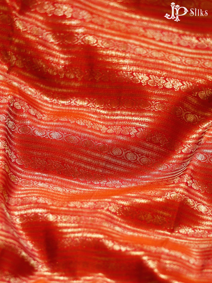 Orange And Pink Kanchipuram Silk Saree - A342