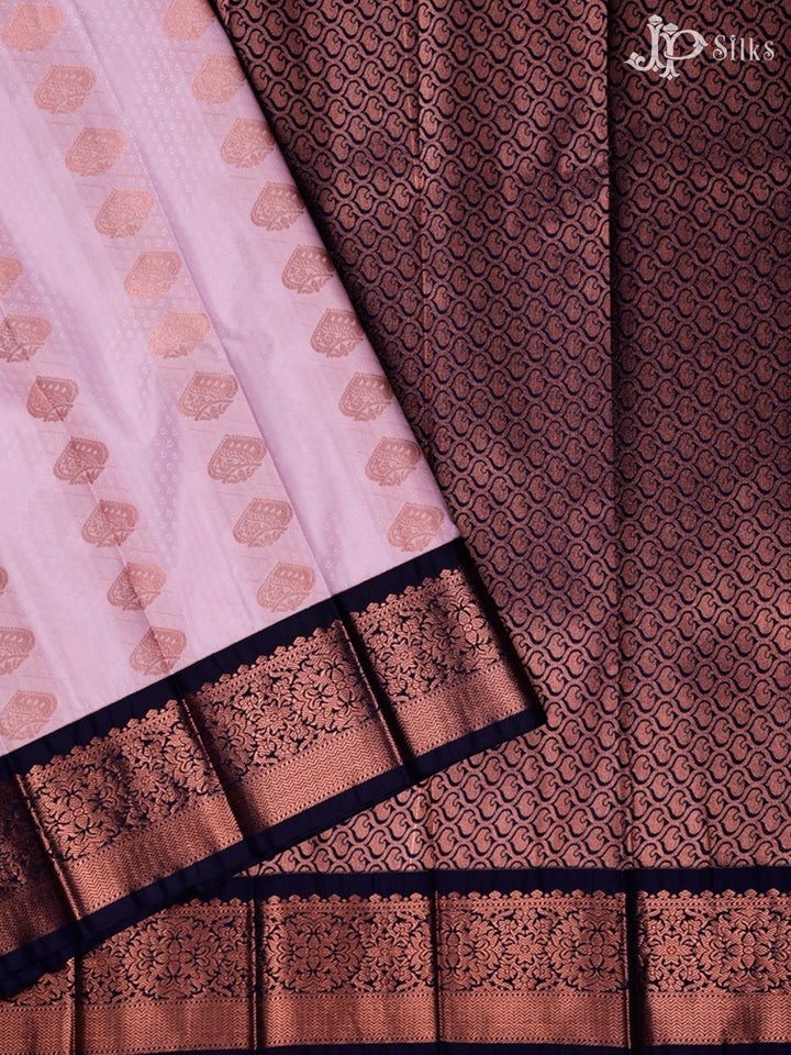 Baby Pink And Navy Blue Art Silk Saree - F3603